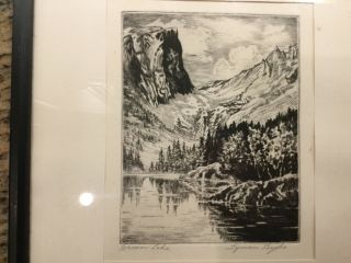 Vintage Lyman Byxbe Etching “dream Lake " Mountain Landscape Pencil Signed
