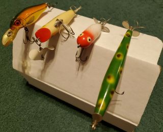 Vintage Fishing Lures Arbogast Sputter Buzz Wood Ole Bens K9 Hedon Tiny Torpedo