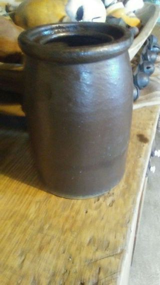 Antique Stoneware Wax Sealer Canning Crock Pottery Brown