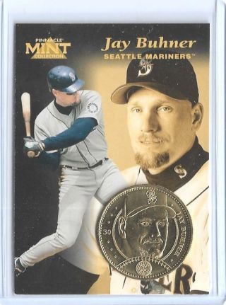 Rare 1997 Pinnacle Jay Buhner Gold Plated Coin & Die - Cut Card 30 Mariners