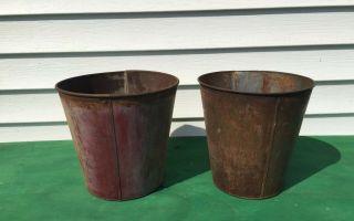 2 Great Old Rustic Reddish Sap Buckets Maple Syrup Bucket Decor Crafts