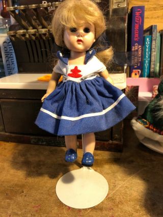 Vintage Vogue Ginny Doll 8” With Stand.