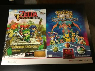 Zelda Triforce Heros And Pokemon Mystery Dungeon Promotional Poster Rare