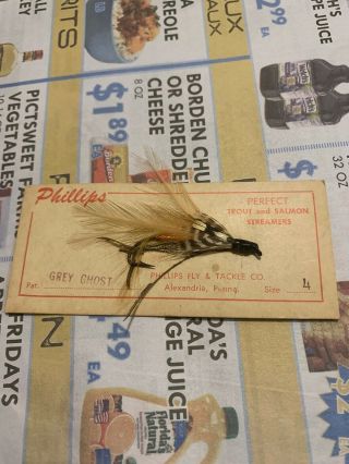 Phillips Fly & Tackle " Grey Ghost” Vintage Flyrod Lure Size 4 Alexandria,  Pa