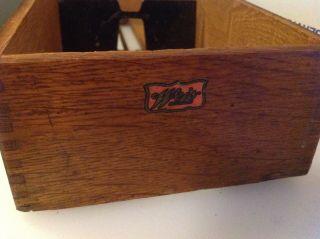 Antique Weis Oak Wood Recipe Card File Box Old Vtg Dove - Tailed Kitchen Decor