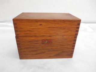 Antique Weis Oak Wood Recipe Card File Box Old Vtg Dove - Tailed Kitchen Decor