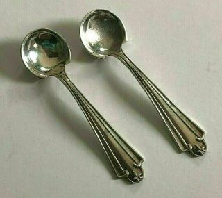 Set Of 2 Sterling Silver Salt Spoons Marked