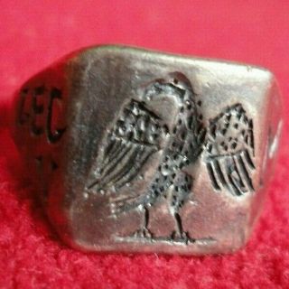 European Finds Ancient Roman Silvered Seal Ring With Legionary Eagle Aquilla