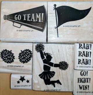 Stampin Up Go Team Stamp Set Rubber Mounted Cheer Leading Cheerleader Rare 