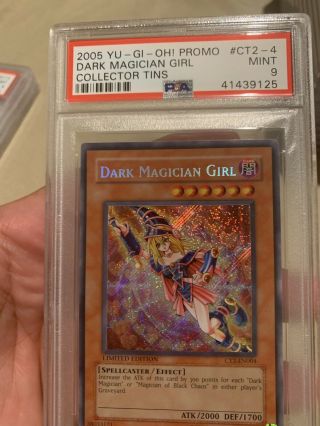2005 Yu - Gi - Oh Psa 9 Dark Magician Girl Secret Rare Collector Tin Limited Ed