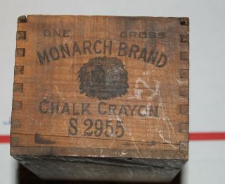 Vintage Monarch Brand Chalk Crayon Wood Dovetailed Box S2955 One Gross