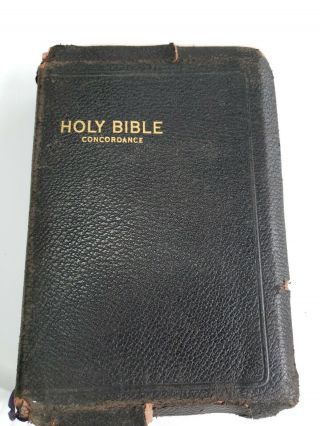 Antique Holy Bible Kjv World Publishing Red Letter Concordance Black King James