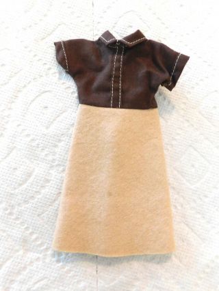 Vtg 1950s Jill Vogue 10” Doll Outfit 3316 Beige Felt Skirt Brown Blouse