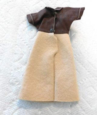 Vtg 1950s Jill Vogue 10” Doll Outfit 3316 Beige Felt Skirt Brown Blouse 2