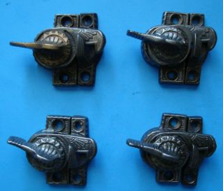 4 Antique Victorian Eastlake Sash Locks Window Bronze/brass,  Ornate Matching