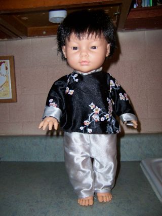 Vintage Berjusa Boy Baby Asian Doll Anatomically Correct W/outfit
