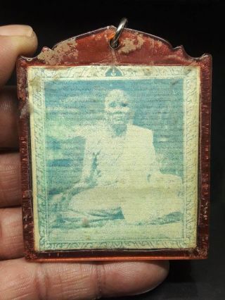 Old Photo Buddhist Monk Big Pendant Size Thai Amulet Talisman Luck Charm Protect