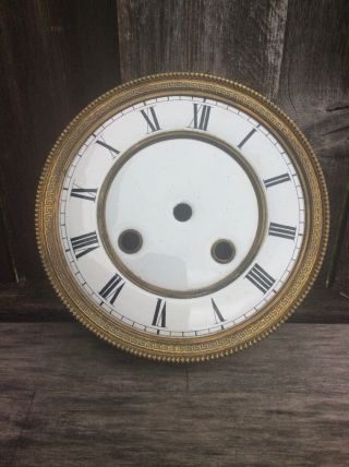 Antique German Vienna Regulator Spring Driven Wall Clock Porcelain Dial W/ Bezel