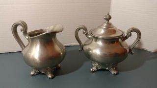 Reed & Barton P5600 Regent Silver Plate Sugar And Creamer Bowl W/ Lid