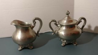 Reed & Barton P5600 Regent silver plate sugar and creamer Bowl w/ lid 2