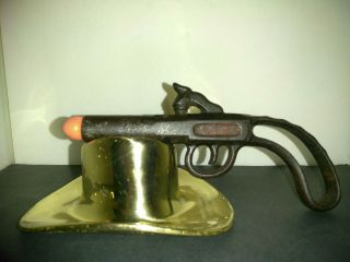 Vintage J.  E.  Stevens Cast Iron Fire Cracker Shooter Toy Rare Cap Gun Pistol Usa