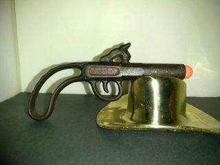 Vintage J.  E.  Stevens Cast Iron Fire Cracker Shooter Toy Rare Cap Gun Pistol USA 2