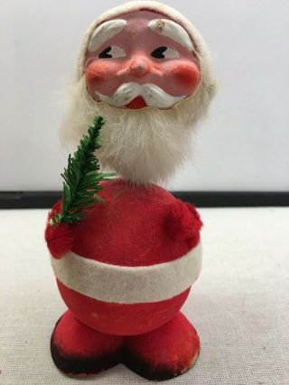 Vintage Antique Christmas Bobble Head Santa Paper Mache Face Candy Container