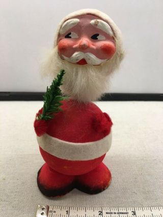 Vintage Antique Christmas Bobble Head Santa Paper Mache Face Candy Container 2