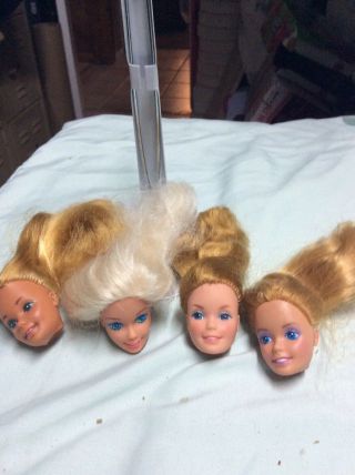 (4) Vintage 1970’s Barbie Doll Heads Only - Blonde - Goldish Red Hair