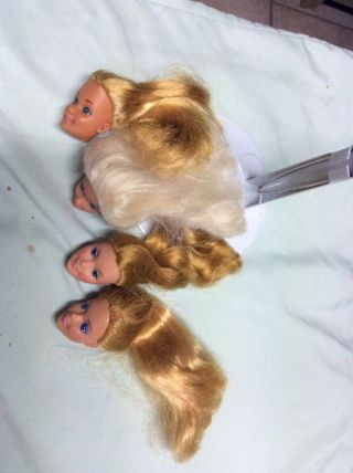 (4) Vintage 1970’s Barbie Doll Heads Only - Blonde - Goldish Red Hair 2