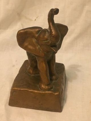 Mcclelland Barclay Bronze Elephant Paper Weight Sculpture Ca.  1930 
