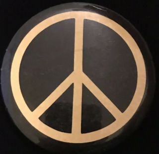 1970’s Antique White & Black Peace Sign 3.  5” Pin - Back • 88.  9mm Large Love Symbol