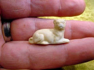 Excavated Vintage Faded Painted Dog Fève Ancient Length 1.  2 Inch Age 1890 11298