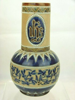 A Very Rare Doulton Lambeth Victorian Period Altar Vase With " Ihs " Monogram.