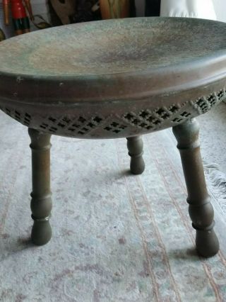 Antique Hammered Brass Copper Turkish Foot Warmer Stool Vintage Decor