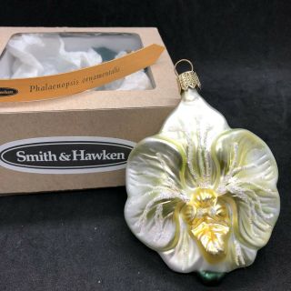 Smith & Hawken Ornament Blown Glass Orchid Flower Phalaenopsis Ornamentalis Rare