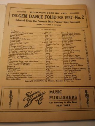 Antique Sheet Music The Gem Dance Folio For 1927 2 Piano Solo Only 30 Songs 2