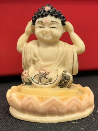 Antique Vintage Hand Carved Signed Bovine Japanese Netsuke Godess