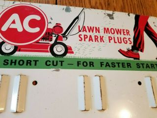 1950 Vintage Rare Ac Lawn Mower Spark Plug Dealer Display Rack Sign Farm Oil Gas