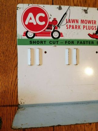 1950 Vintage Rare AC Lawn Mower Spark Plug Dealer Display Rack Sign Farm Oil gas 3
