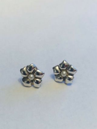 Tiffany & Co.  Rare Pearl Flower Stud Earrings Sterling Silver 925