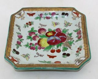 Antique Chinese United Wilson 1897 Porcelain Famille Rose Fruit Design Plate