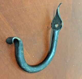 Vintage Antique Blacksmith Hand Forged Iron Rustic Decorative Hook,  Unique