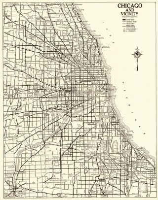 1937 Antique Chicago Illinois Street Map City Map Of Chicago 7095