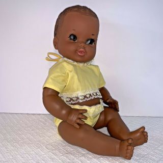 Vintage 1972 African American Baby Doll Shindana Toy Co 12 1/2” Molded Hair