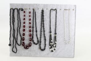 6 X Vintage & Antique Glass Bead Necklaces Inc.  French Jet,  Art Deco
