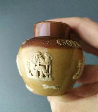 Vintage Antique Royal Doulton Lambeth Stoneware Miniature Colman’s Mustard Pot 2