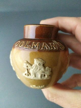 Vintage Antique Royal Doulton Lambeth Stoneware Miniature Colman’s Mustard Pot 3