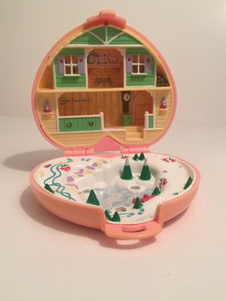 1989 Vintage Polly Pocket Bluebird Heidi’s Alpine Chalet Pink Heart Compact Only