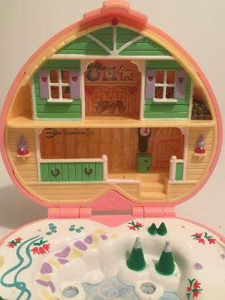 1989 Vintage Polly Pocket Bluebird Heidi’s Alpine Chalet PINK HEART COMPACT ONLY 3